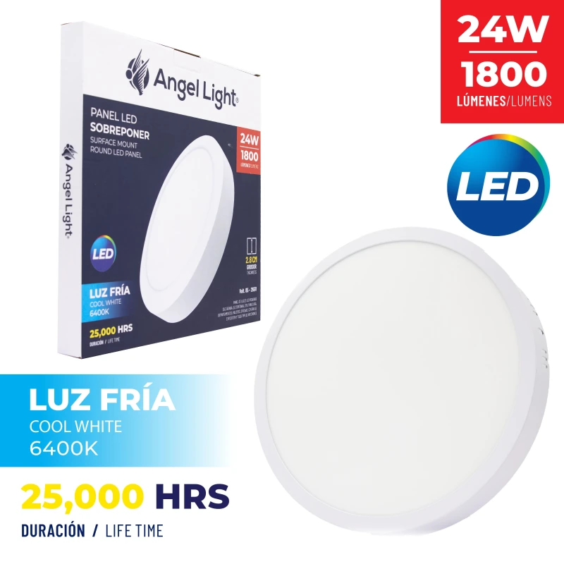 Lámpara led redonda de sobreponer color blanco 110v / 60hz / 24w