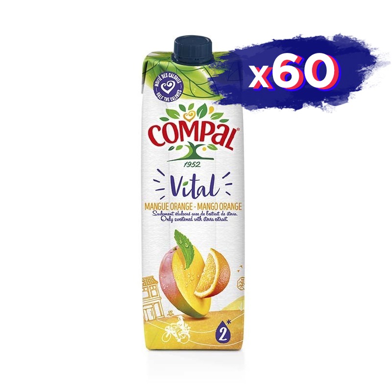 Jugo Compal Natural de Mango y Naranja - Pack de 60 (1Ltr.) en 5 Cajas