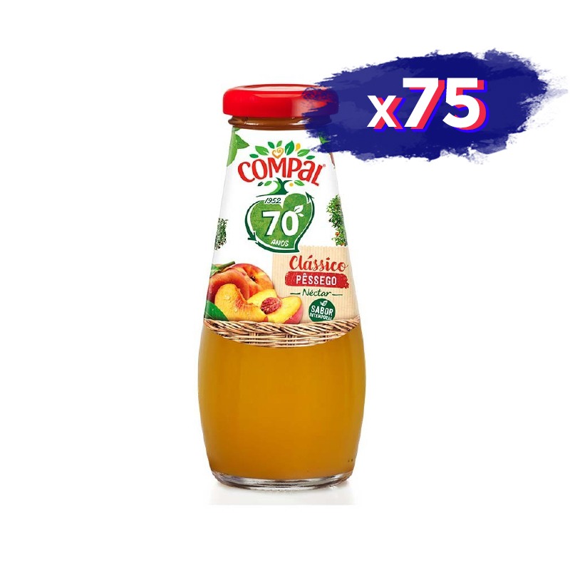 Pack Ahorro: 75 Unidades de Jugo Natural Melocotón Compal 200ml