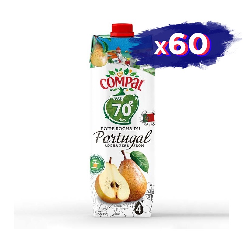 Pack Ahorro: 60 Unidades de Jugo Natural Pera Compal 1L