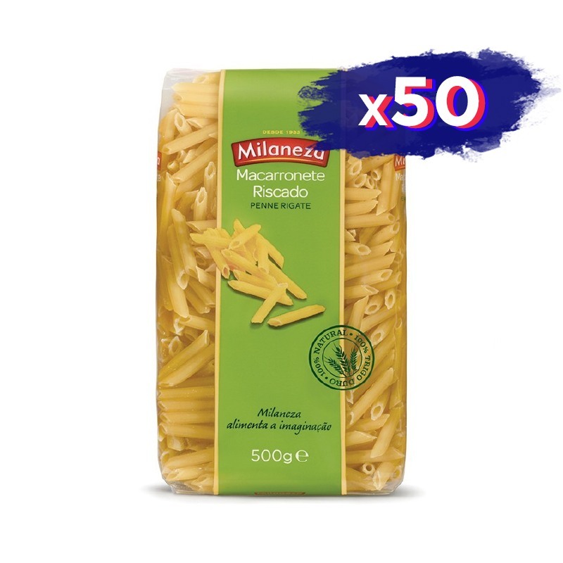 Pasta Penne Rigate de 500gr - Pack Ahorro de 50 unidades