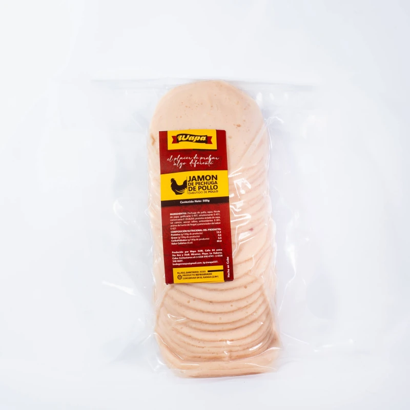 Jamón de pechuga de pollo Wapa, 1.1 lb / 500 gr. (lasqueado)