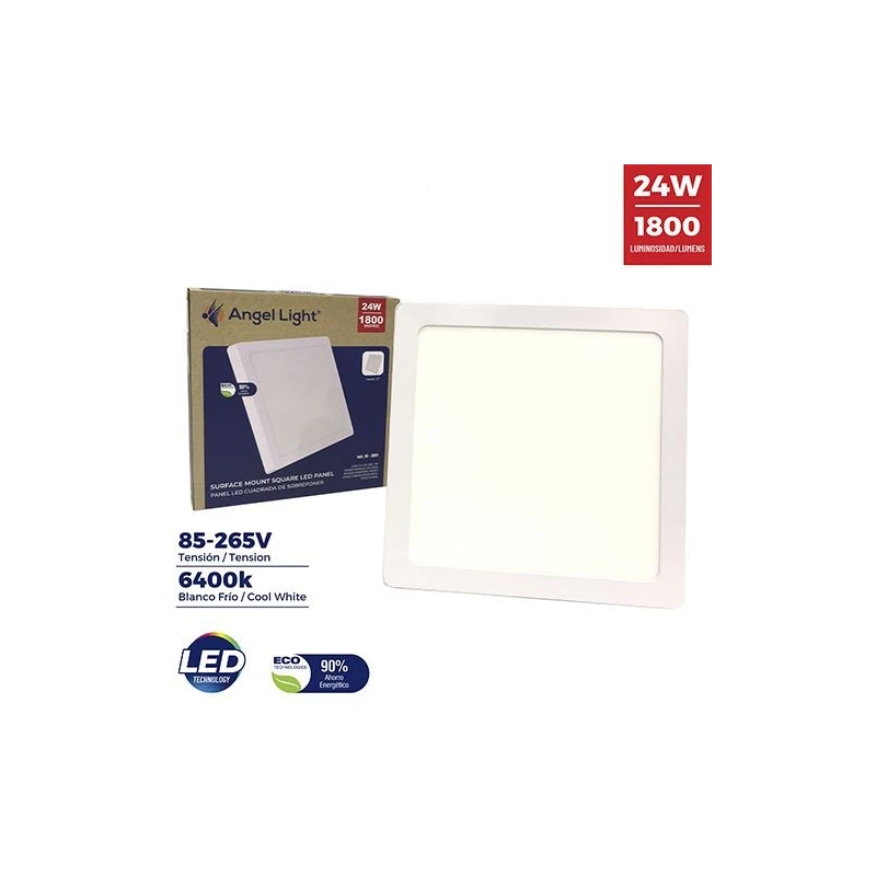 Lámpara LED cuadrada de sobreponer blanco de 24W