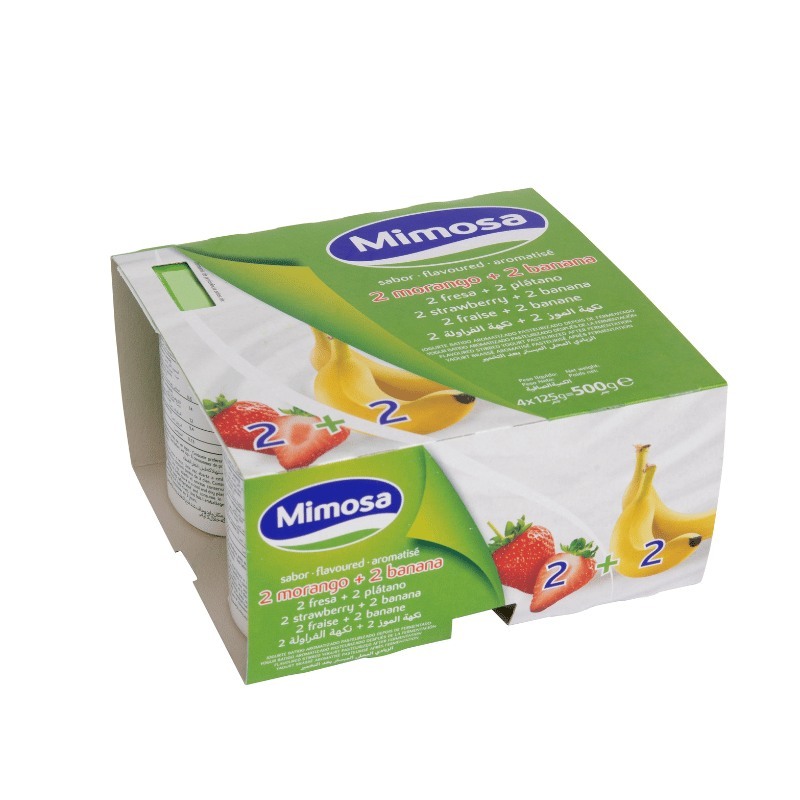 Yogurt Natural de Fresa y Plátano Sin Refrigerar - Pack 4x125Grs