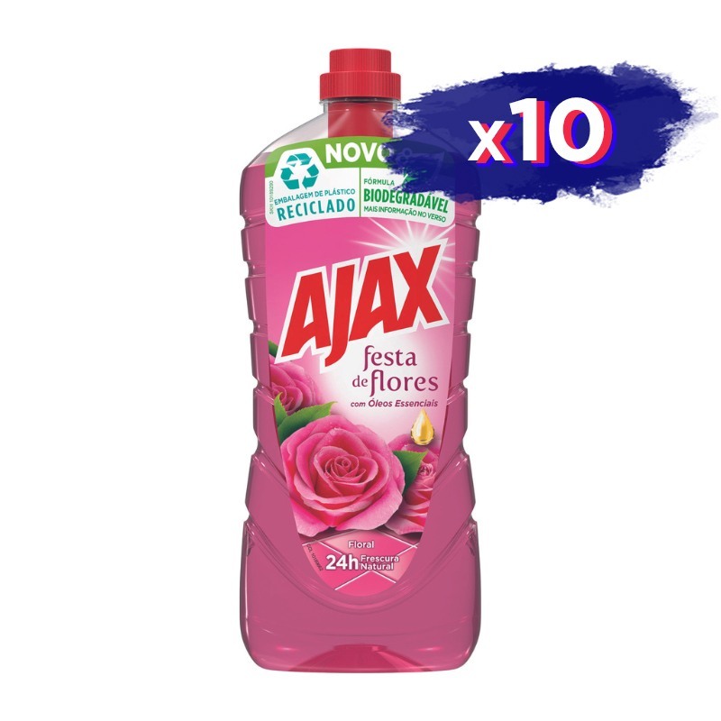 Detergente Lava Todo Ajax Fiesta Flores Montanha 1250ml x 10