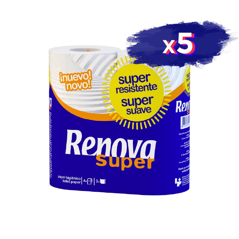 Papel Higienico Renova Super 4rl x 16 Blanco x 5 (20 Rollos)